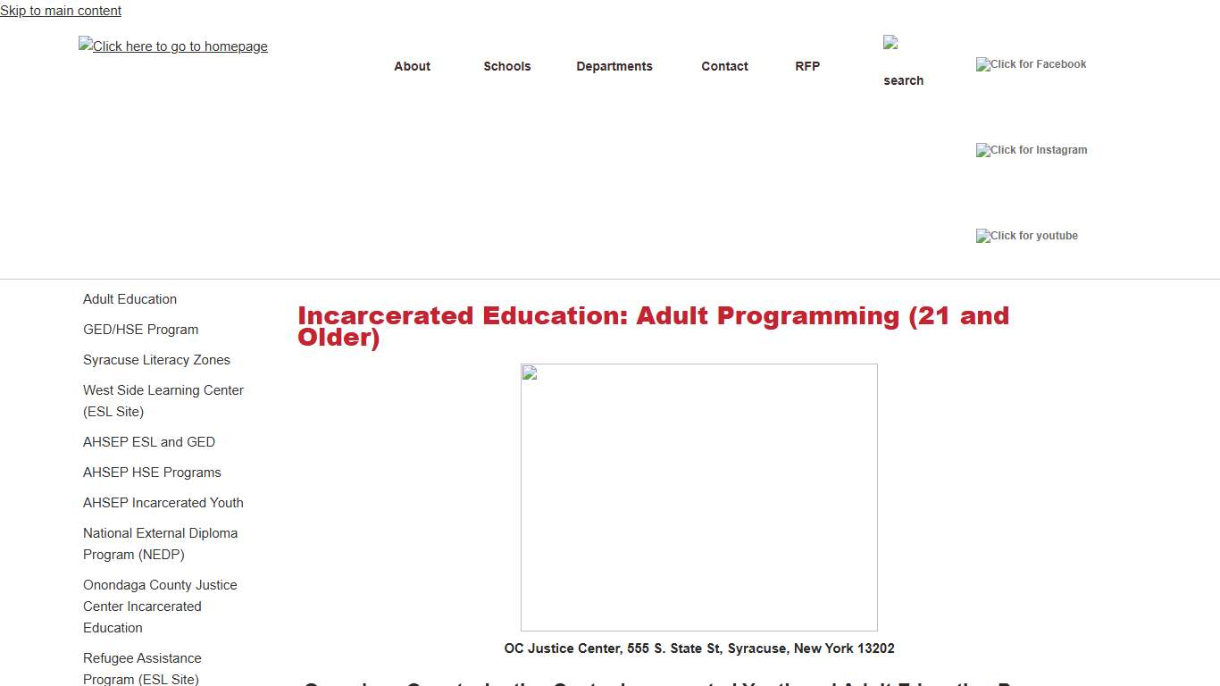 Onondaga County Justice Center Incarcerated Education | The Syracuse City School District | Syracuse, NY