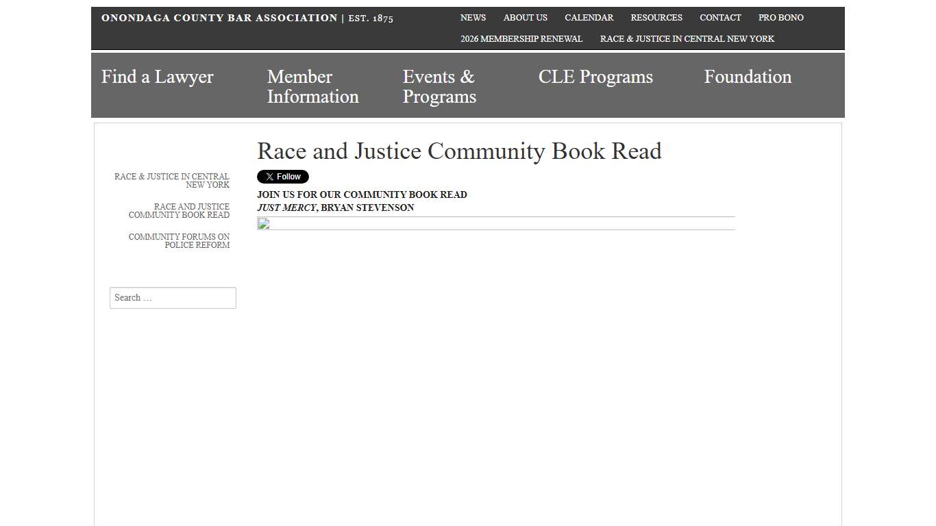 Race and Justice Community Book Read - Onondaga County Bar Association